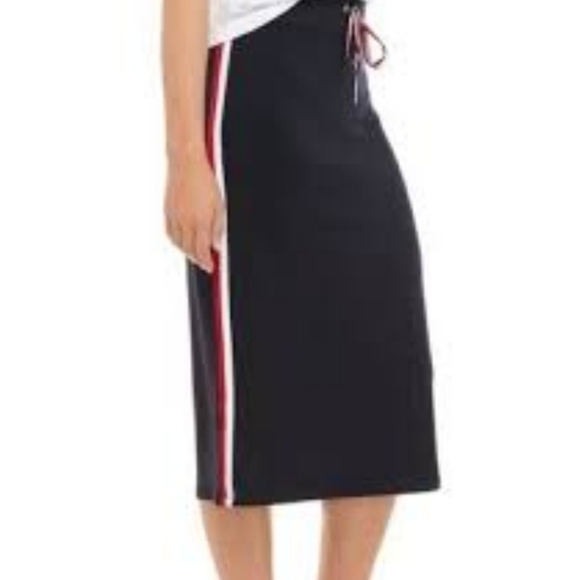 Tommy Hilfiger Dresses & Skirts - Tommy Hilfiger Midi Skirt SZ L Stretch Black Drawstring Waist